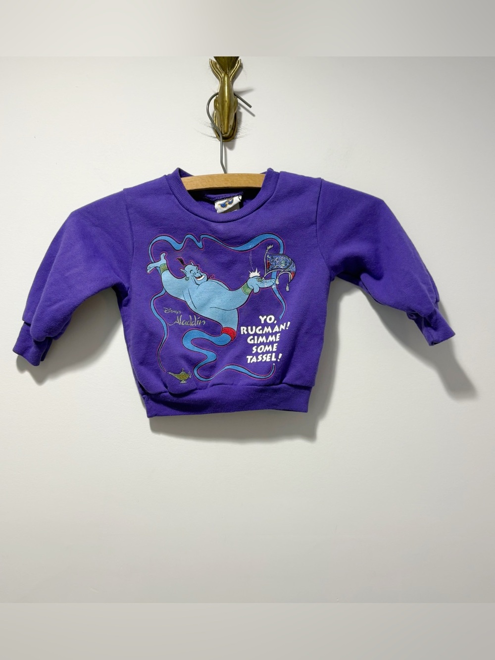 Vintage 90s Disney Jog Togs Aladdin Kid’s Sweatshirt Size 2T “Yo, Rugman” Rare